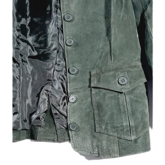 Suede Green Jacket By H&G Juniors Size Small/Petite - Picture 6 of 16